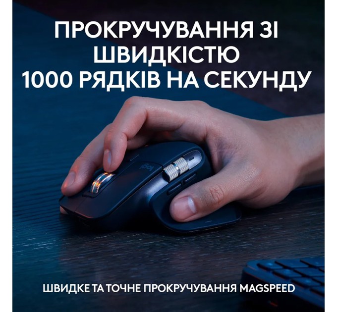 Комплект клавіатура та миша бездротова MX Keys S Combo, UA, графітовий Logitech (920-011614)