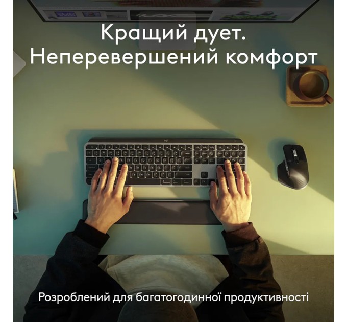 Комплект клавіатура та  миша бездротовий WL/BT MX Keys S Combo для Mac, UA, Space Grey Logitech (920-012845)