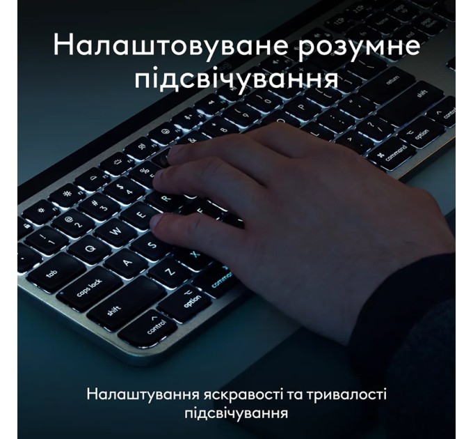 Комплект клавіатура та  миша бездротовий WL/BT MX Keys S Combo для Mac, UA, Space Grey Logitech (920-012845)