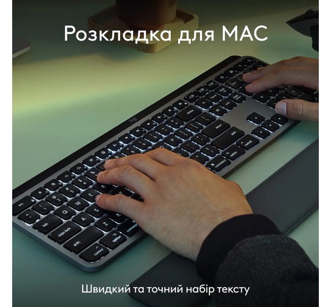 Комплект клавіатура та  миша бездротовий WL/BT MX Keys S Combo для Mac, UA, Space Grey Logitech (920-012845)