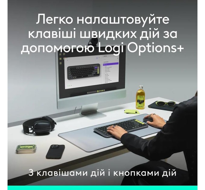 Комплект клавіатура та миша бездротовий POP Icon Combo, UA, графітовий Logitech (920-013156)