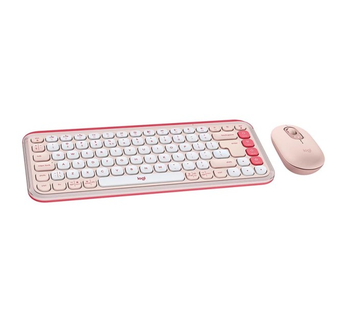 Комплект клавіатура та миша бездротовий POP Icon Combo, UA, рожевий Logitech (920-013142)