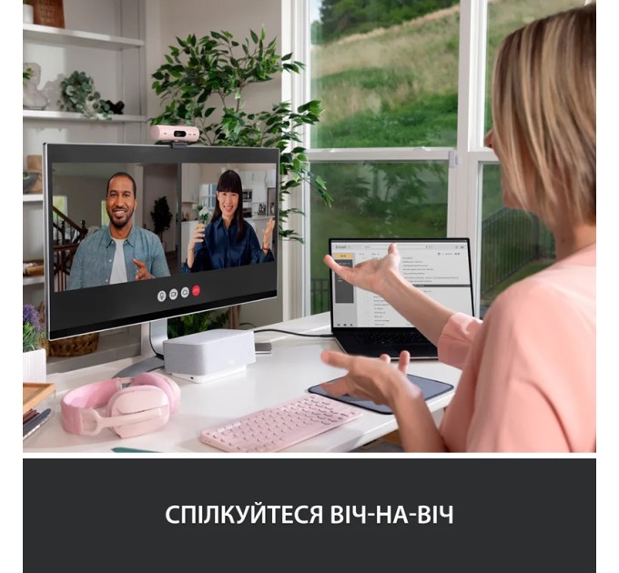 Веб-камера Brio 500, рожева Logitech (960-001421)