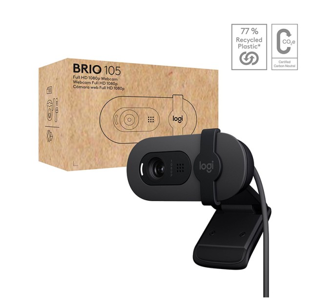 Веб-камера Brio 105, графітова Logitech (960-001592)