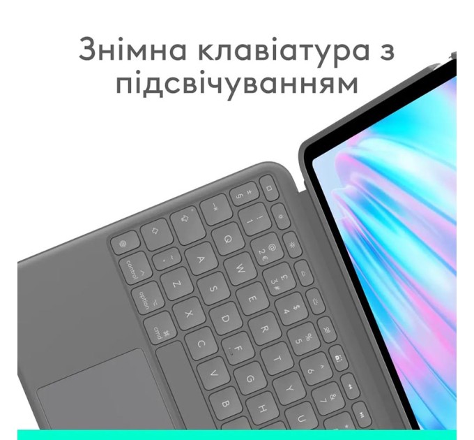 Клавіатура-чохол Combo Touch для iPad Air 13" (M2), US, Oxford grey Logitech (920-012618)