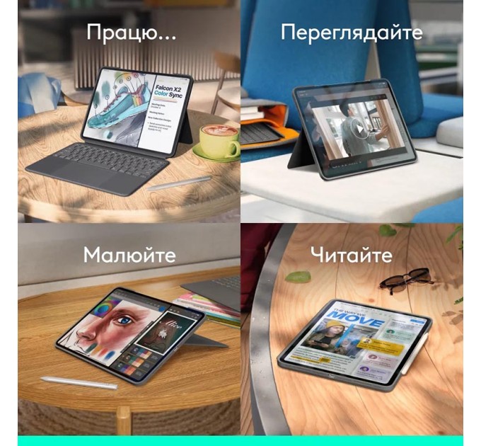 Клавіатура-чохол Combo Touch для iPad Pro 13" (M4), US, графітова Logitech (920-012833)
