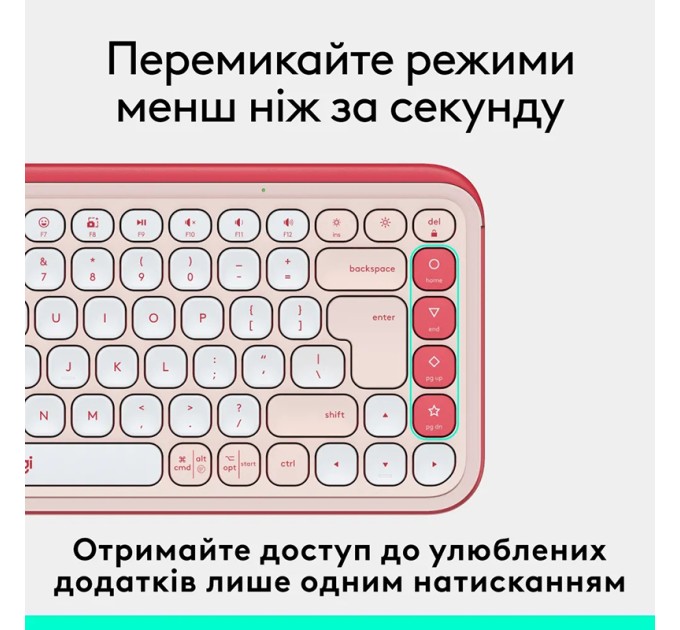 Клавіатура бездротова POP Icon Keys, UA, рожева Logitech (920-013073)