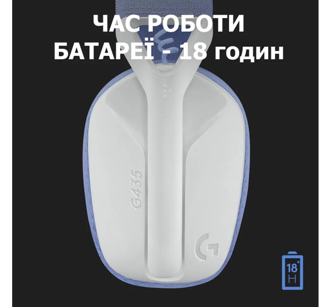 Гарнітура бездротова ігрова G435 Lightspeed, біла Logitech (981-001074)