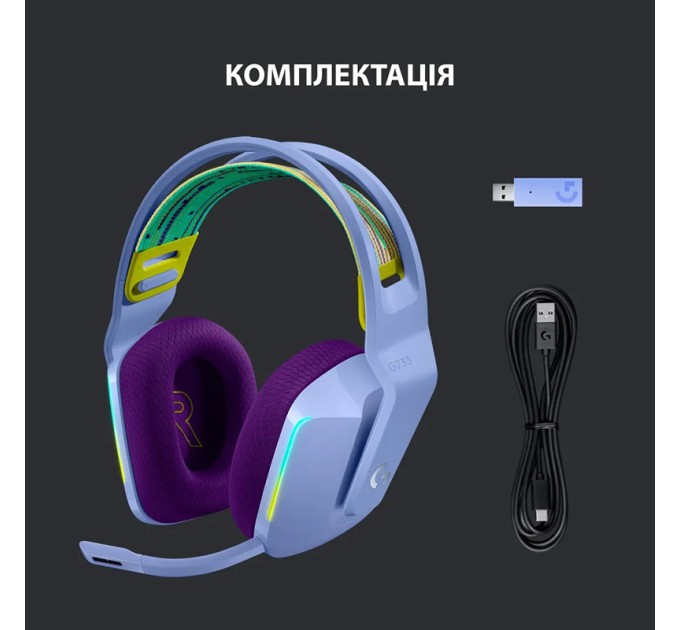 Гарнітура бездротова ігрова G733 Lightspeed, RGB, лілова Logitech (981-000890)