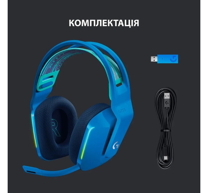 Гарнітура бездротова ігрова G733 Lightspeed, RGB, синя Logitech (981-000943)