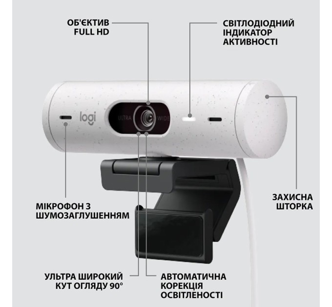 Веб-камера Brio 500, біла Logitech (960-001428)