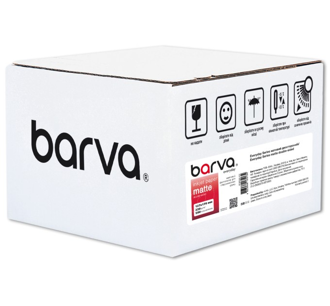 Фотопапір матовий двосторонній 220 г/м2, 13x18 см, 500 арк Everyday Barva (IP-BE220-442)