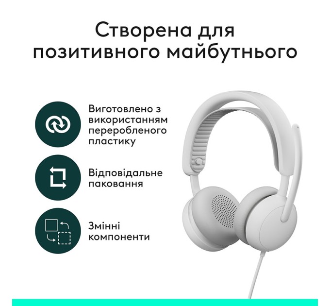 Гарнітура дротова Zone Wired 2, біла Logitech (981-001621)