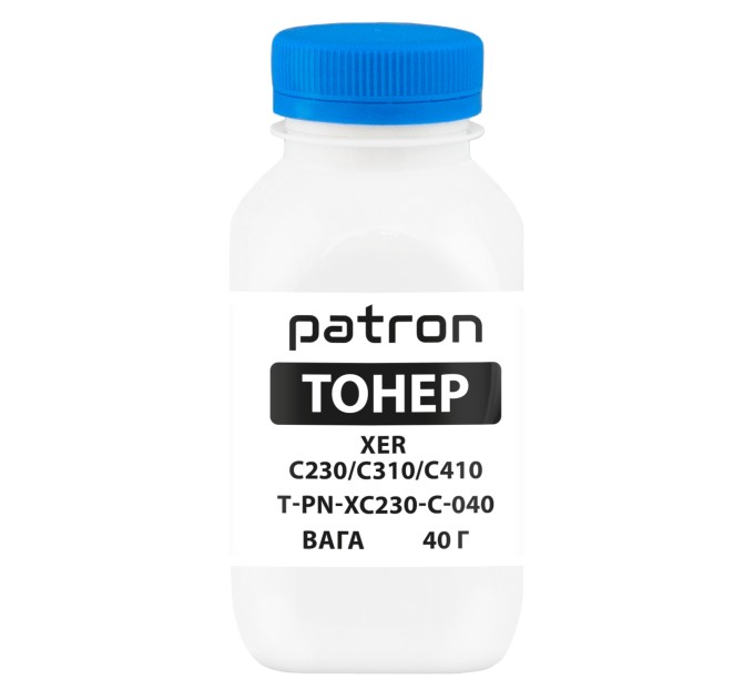 Тонер XER C230/C310/C410 флакон, 40 г, блакитний Patron (PN-XC230-C-040)