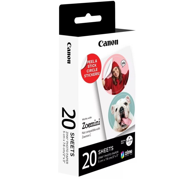 Папір ZINK 1.3" у вигляді круглих наліпок, 20 арк. Canon(4967C003)