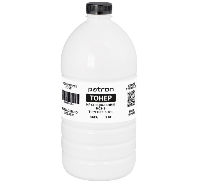 Тонер HP спеціальний HCS-S флакон, 1 кг, чорний Patron (PN-HCS-S-B-1)